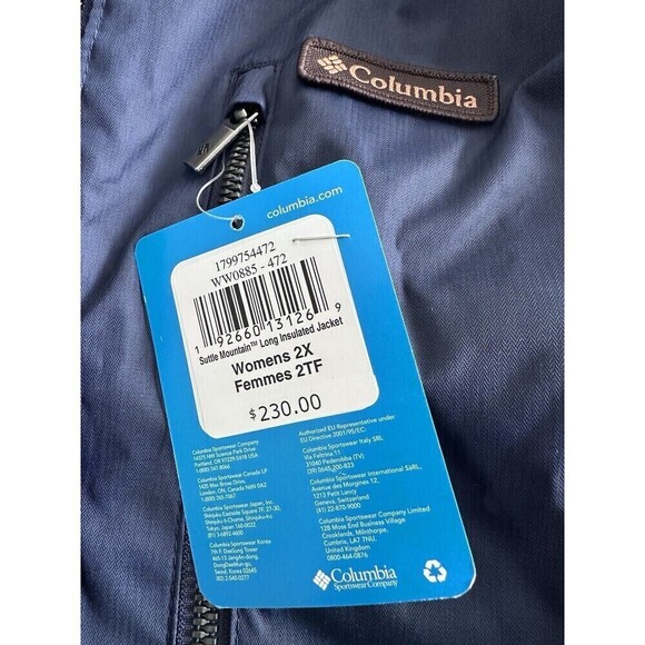 Columbia Women's Plus Size Suttle Mountain Long Insulated Jacket Dark Nocturnal - Picture 7 of 7
